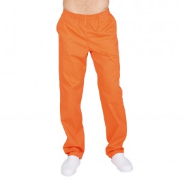 Pantalon Para Chef Unisex Naranja Con Resorte Bolsillos