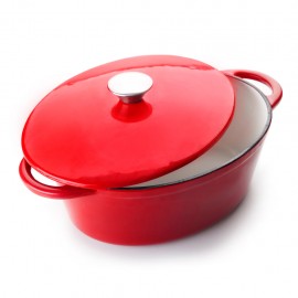 Cocotte Ovalada Olla De Hierro Fundido 3.3 Litros Roja IBILI