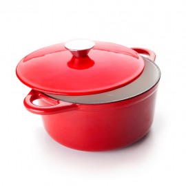 Cocotte Redonda Olla De Hierro Fundido Roja Ibili