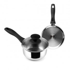 Cazo de Acero Inoxidable con Tapa Cristal 14cm IBILI