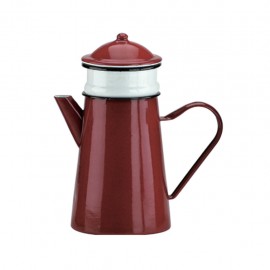 Cafetera de Peltre Rojo con Filtro 1.5 Litro IBILI