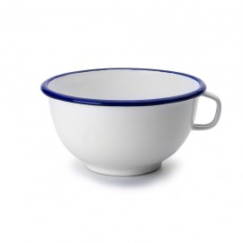 Bowl o Tazon de Peltre con Asa Blanco y Azul IBILI