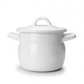 Olla Mini con tapa De Peltre Blanco 12 Cm de diametro Y 500 Ml Marca Ibili