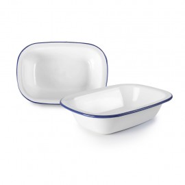 Fuente de Peltre Rectangular Honda Blanco con Azul IBILI