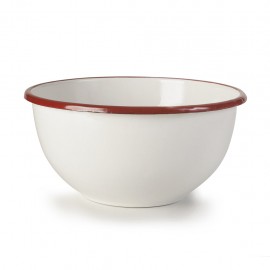 Bowl o Tazon de Peltre Blanco y Rojo 20cm IBILI