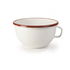 Bowl o Tazon de Peltre con Asa Blanco y Rojo IBILI