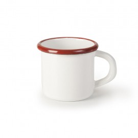 Pocillo o Taza de Peltre Blanco y Rojo IBILI