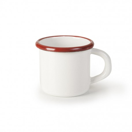 Pocillo o Taza de Peltre Blanco y Rojo IBILI